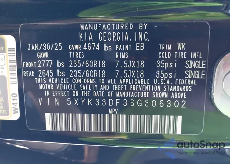 2025 Kia Sportage Ex z USA, uszkodzony, nr VIN 5XYK33DF3SG306302